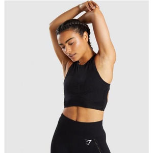 GYMSHARK FLAWLESS KNIT SPORTS BRA BLACK Small